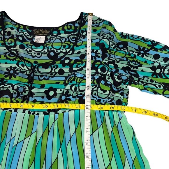 Bob Mackie Wearable Art Mod Silk Retro Funky  Ladies Blouse Size SMALL Bright - Picture 10 of 13